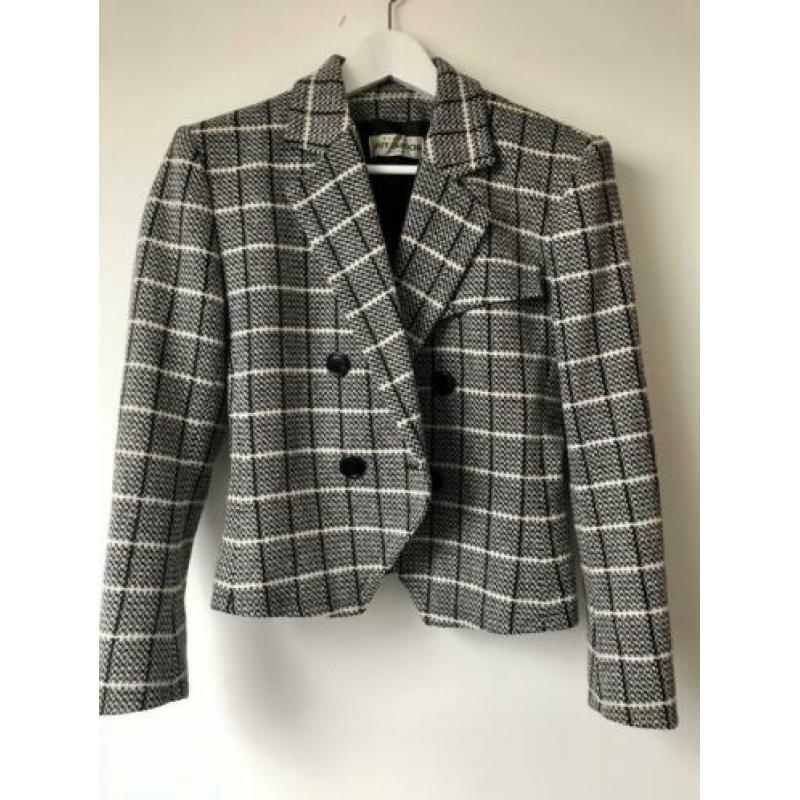 Paris designer wollen blazer zwart wit 36