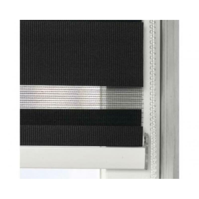 Duo Rolgordijn Cassette 40x175cm Zwart Licht doorlatend.