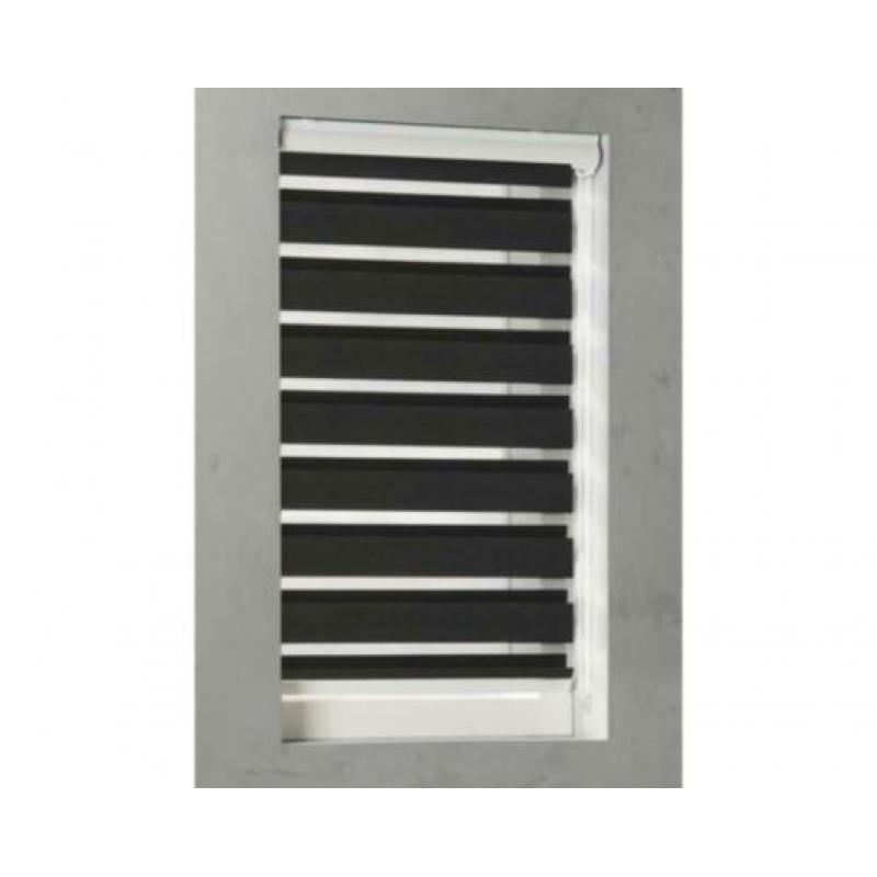 Duo Rolgordijn Cassette 40x175cm Zwart Licht doorlatend.