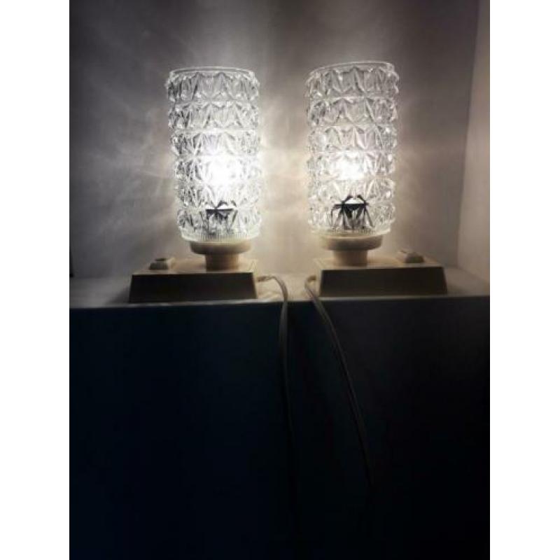 Vintage bedlampje Massive kristal glas, jaren 60