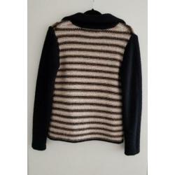 Vest Joline Jolink. Mt. M. Zwart/crème/beige gestreept.