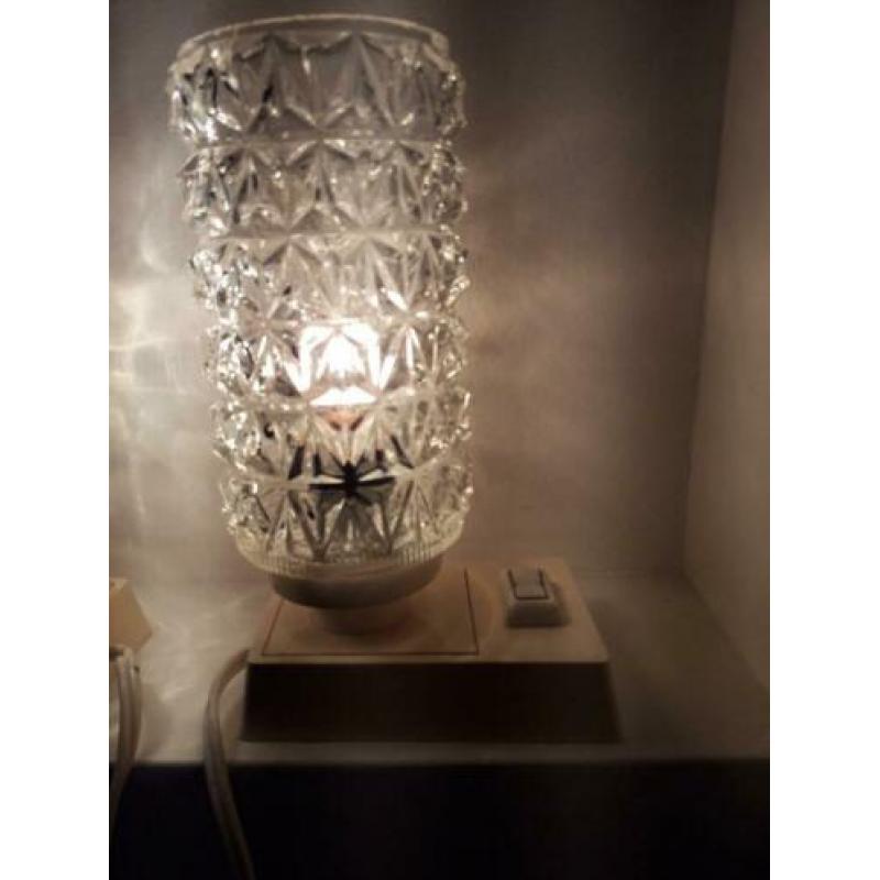 Vintage bedlampje Massive kristal glas, jaren 60