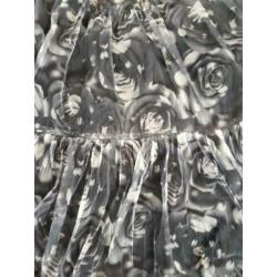 Art/heart petticoat, rok, rozen, zwart/wit, maat S-L