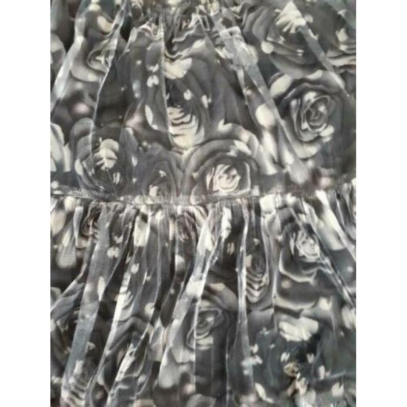 Art/heart petticoat, rok, rozen, zwart/wit, maat S-L