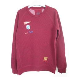 WE Sweater Trui Bordeau Rood emblemen maat 170