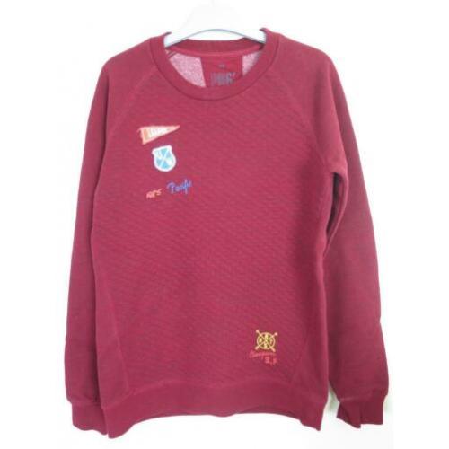 WE Sweater Trui Bordeau Rood emblemen maat 170