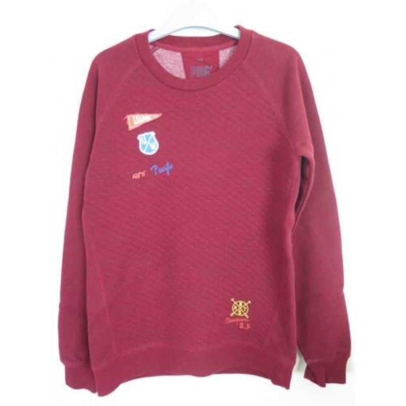 WE Sweater Trui Bordeau Rood emblemen maat 170