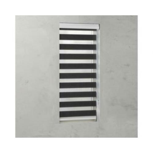 Duo Rolgordijn Cassette 40x175cm Zwart Licht doorlatend.