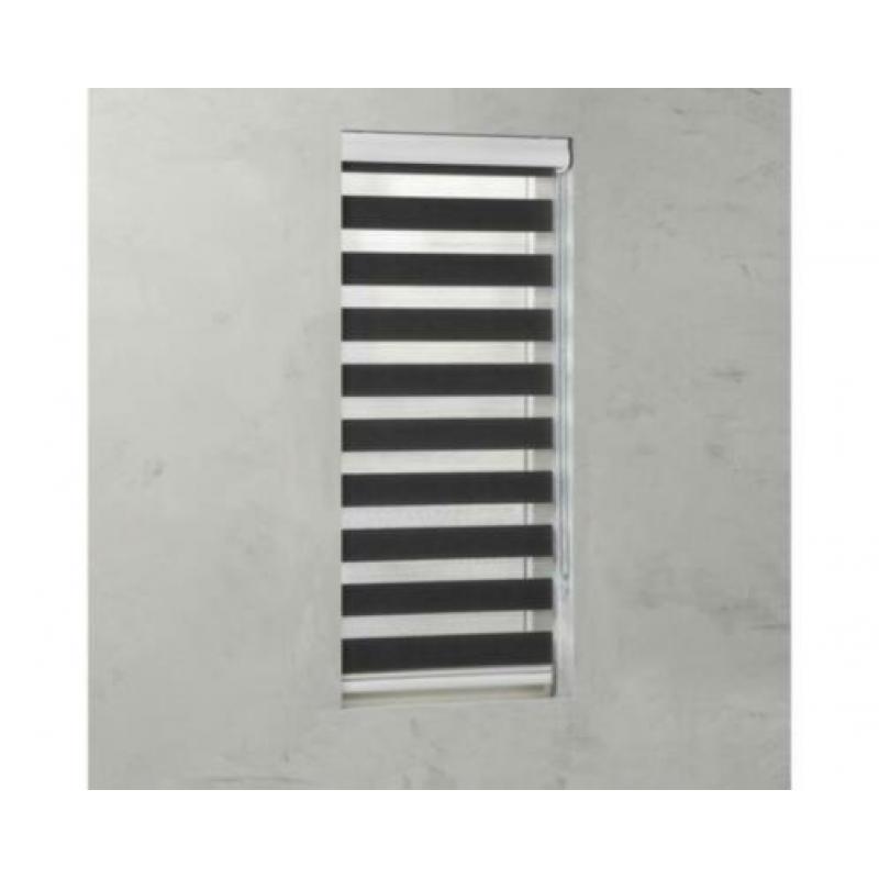 Duo Rolgordijn Cassette 40x175cm Zwart Licht doorlatend.