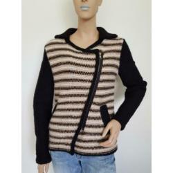 Vest Joline Jolink. Mt. M. Zwart/crème/beige gestreept.