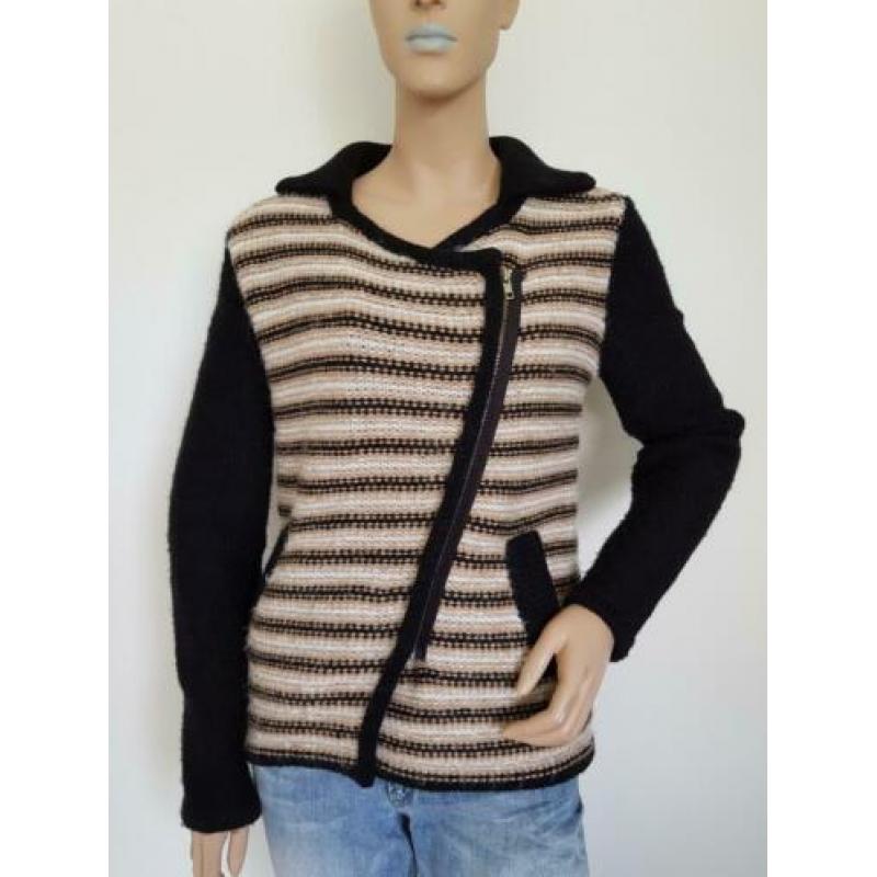 Vest Joline Jolink. Mt. M. Zwart/crème/beige gestreept.