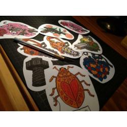 Handmade stickers, door lokale artiest Kawaii, humor, love.