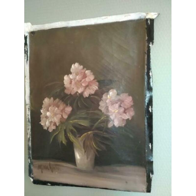 oud schilderij bloemen @DOC61