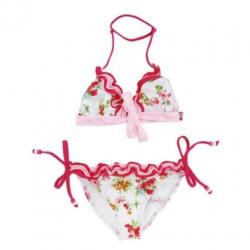 ZGAN Bomba Roze Witte Bikini Topje Broekje Mt 104 -110