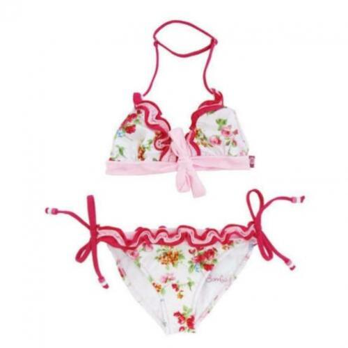 ZGAN Bomba Roze Witte Bikini Topje Broekje Mt 104 -110