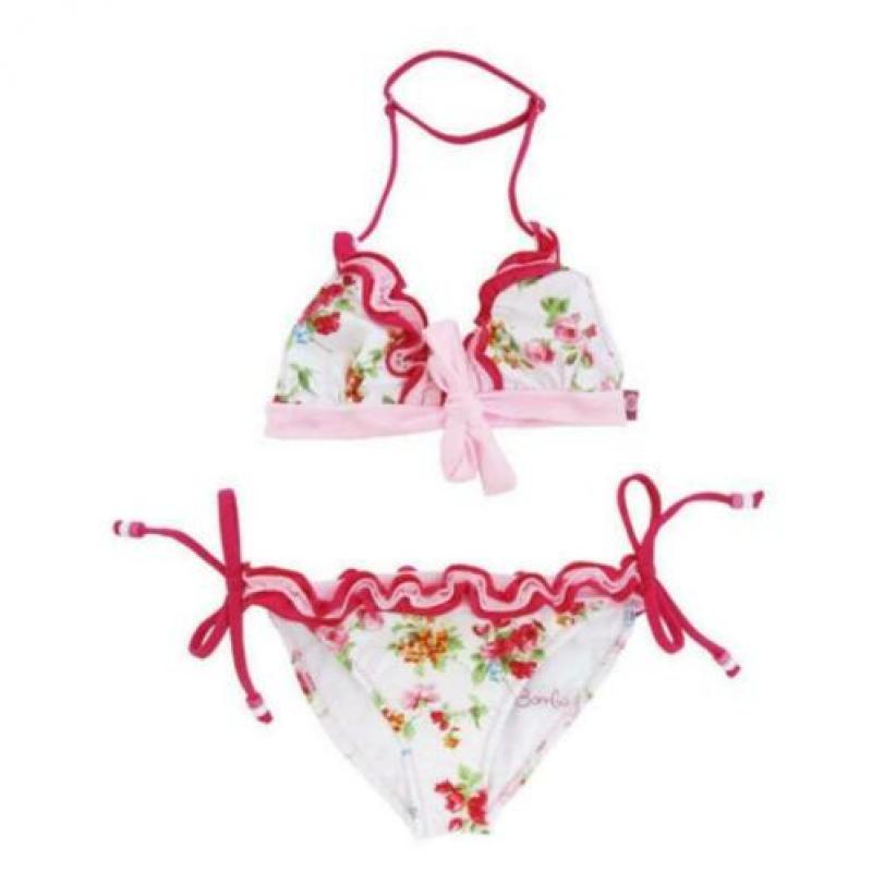 ZGAN Bomba Roze Witte Bikini Topje Broekje Mt 104 -110