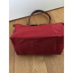 Longchamp Le Pliage schoudertas S met leren details rood