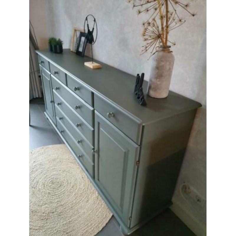 Trendy dressoir (grenen) in olijf groene kleur