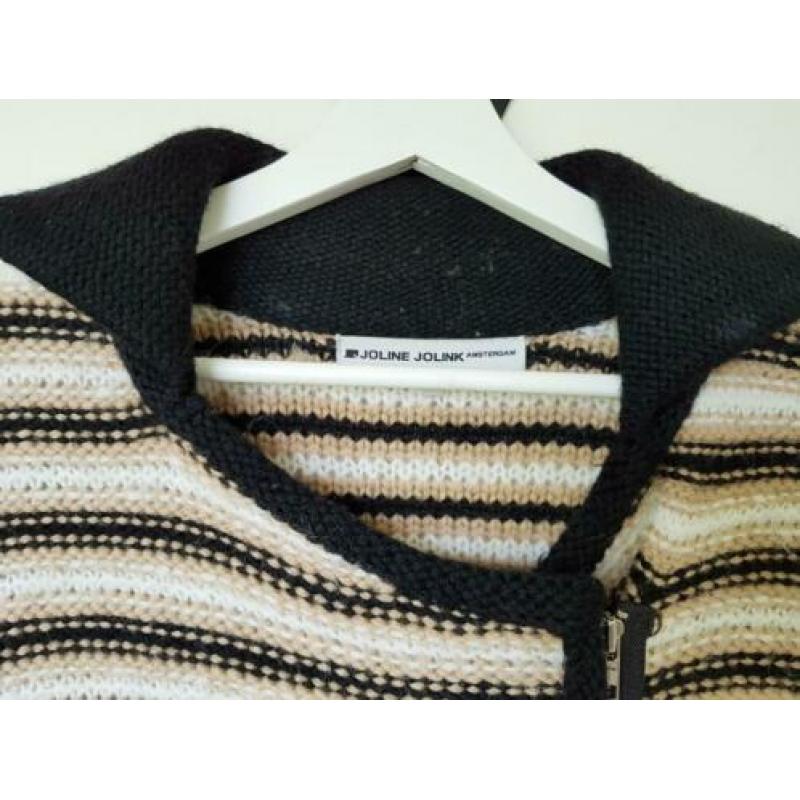 Vest Joline Jolink. Mt. M. Zwart/crème/beige gestreept.