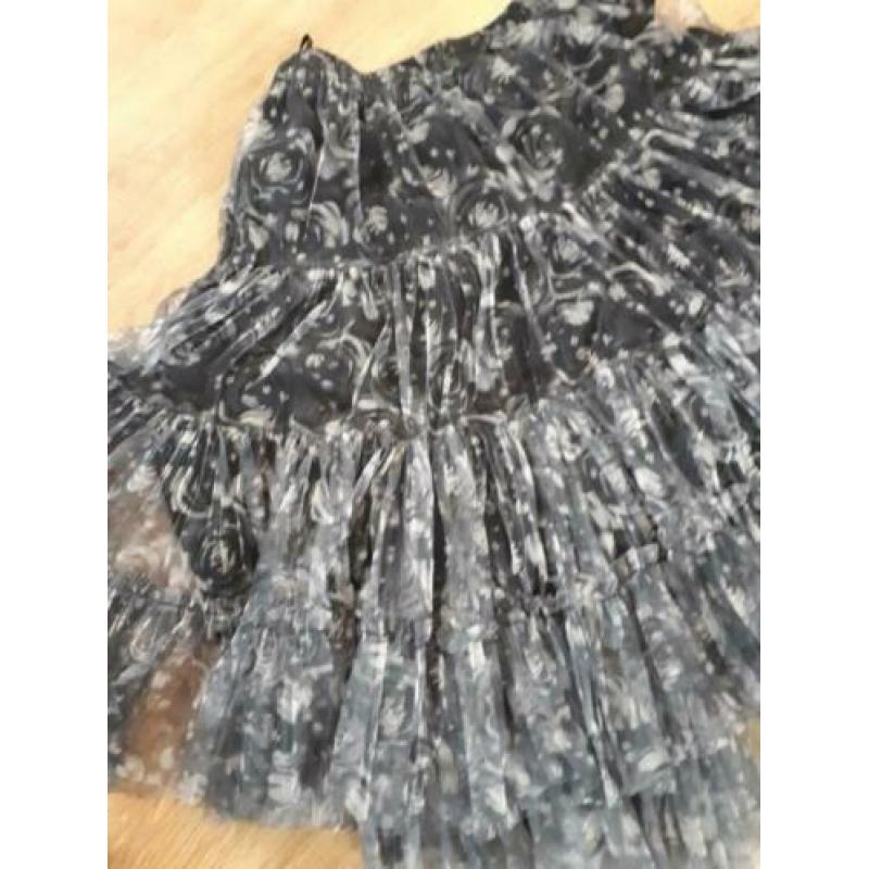 Art/heart petticoat, rok, rozen, zwart/wit, maat S-L