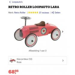 Nieuw in de doos - Retro Roller Lara (zalmroze) loopauto
