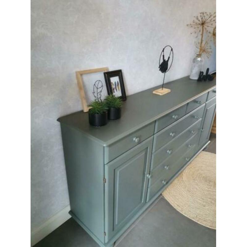 Trendy dressoir (grenen) in olijf groene kleur