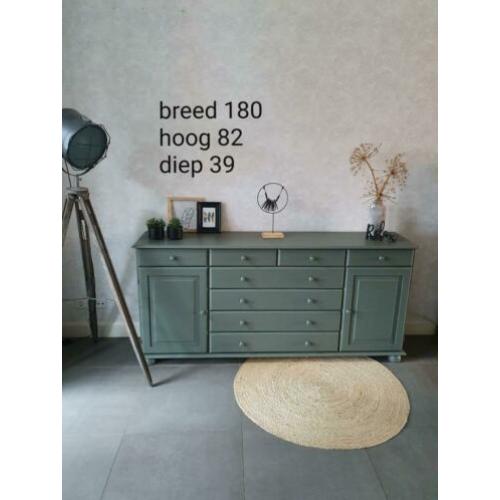 Trendy dressoir (grenen) in olijf groene kleur