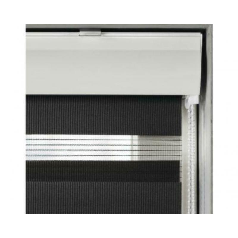 Duo Rolgordijn Cassette 40x175cm Zwart Licht doorlatend.
