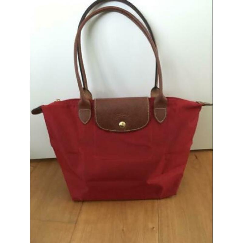 Longchamp Le Pliage schoudertas S met leren details rood