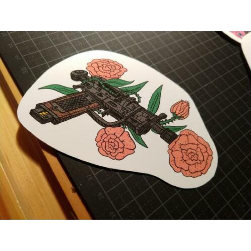 Handmade stickers, door lokale artiest Kawaii, humor, love.