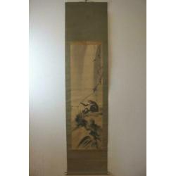 Handgeschilderd "2 Monkeys/Apen & Waterval" by ?? Seiho.
