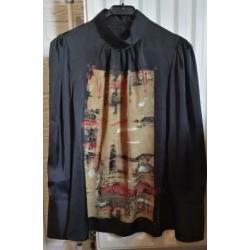 High use zwarte designer blouse met print - nieuw - It44