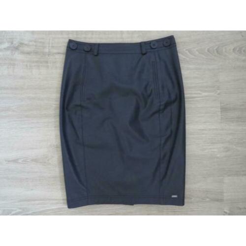Donkerblauw leren-look rok maat 38