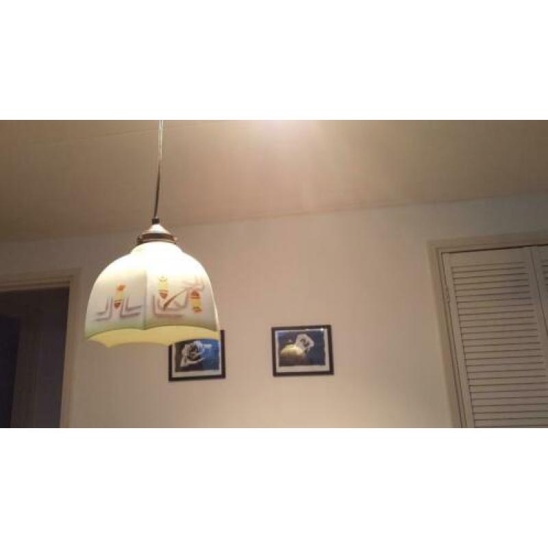 Art Deco Glazen hanglamp Vintage.