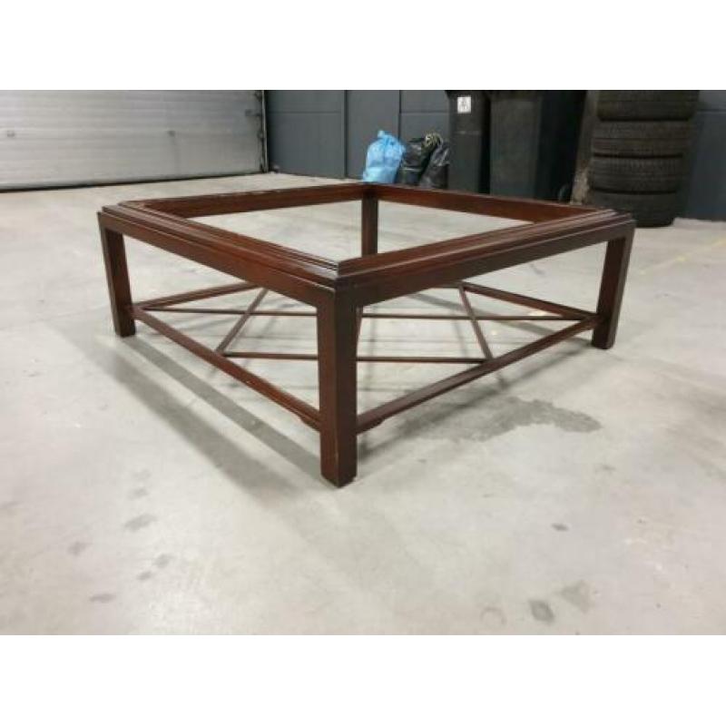 Salontafel kersen 120 cm vierkant 45 cm hoog 2x glasplaat