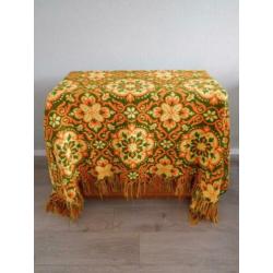 Vintage sprei/kleed/plaid 200x260 Geel groen, tweezijdig!