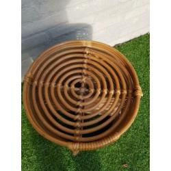 Vintage rotan kruk bijzettafel 41 cm hoog dia 33 cm Verzend