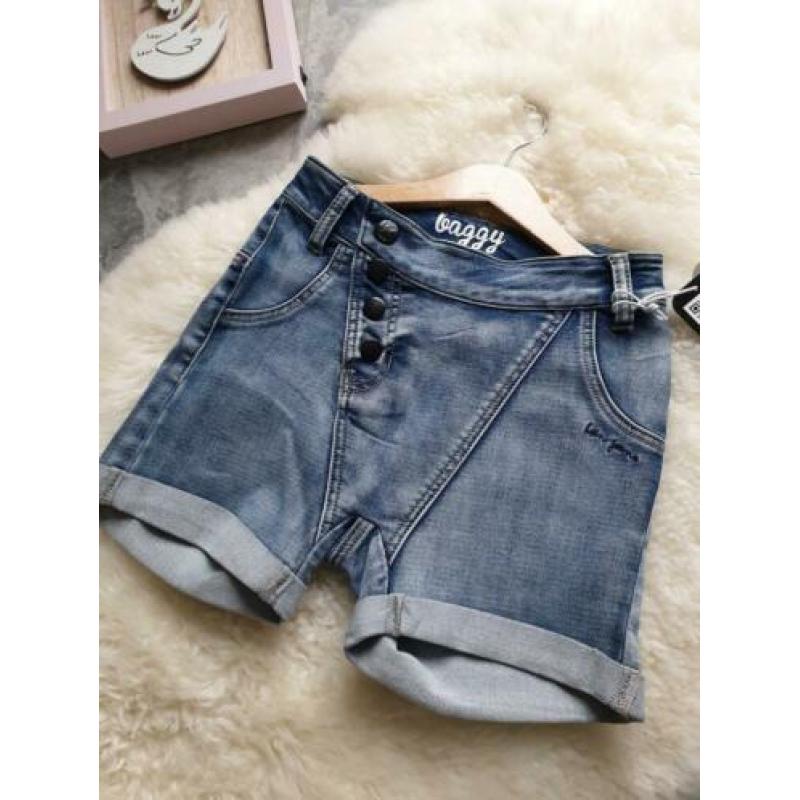 Maat 122/128 NIEUW Meisjes Spijker Baggy Korte Broek