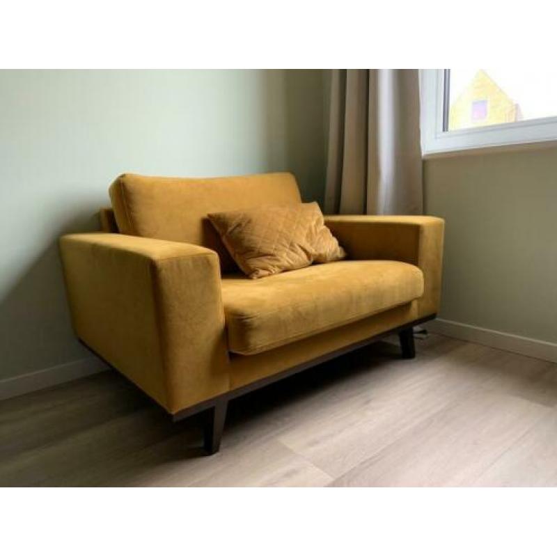 Fauteuil / loveseat velvet geel (Wehkamp Torino)
