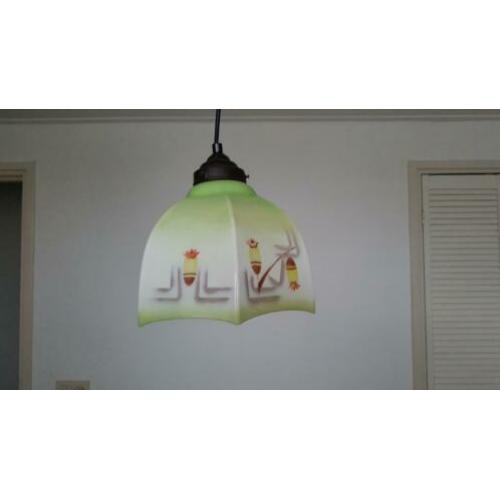 Art Deco Glazen hanglamp Vintage.