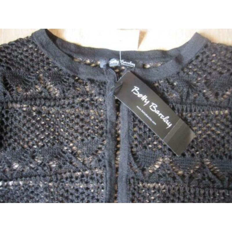 Betty barclay zwart linnen vest / kanten vestje mt 40 nieuw