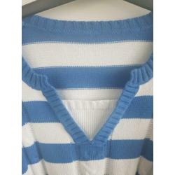 Blauw wit gestreepte trui M&S mode maat M NIEUW