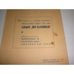 Unieke folder Cabaret ' Het Klaverblad' 1948, Joop Doderer