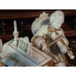 Dresden art beeld muziek oud porselein viool piano wit goud