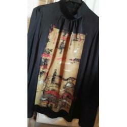 High use zwarte designer blouse met print - nieuw - It44