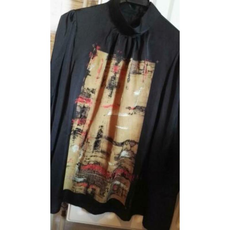 High use zwarte designer blouse met print - nieuw - It44