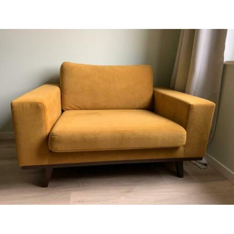Fauteuil / loveseat velvet geel (Wehkamp Torino)