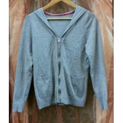 Benotti zgan grijze gebreide hoodie vest trui h&m S M