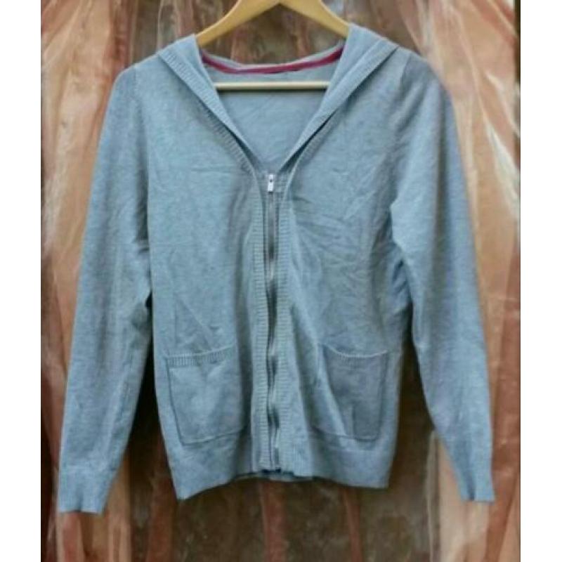 Benotti zgan grijze gebreide hoodie vest trui h&m S M