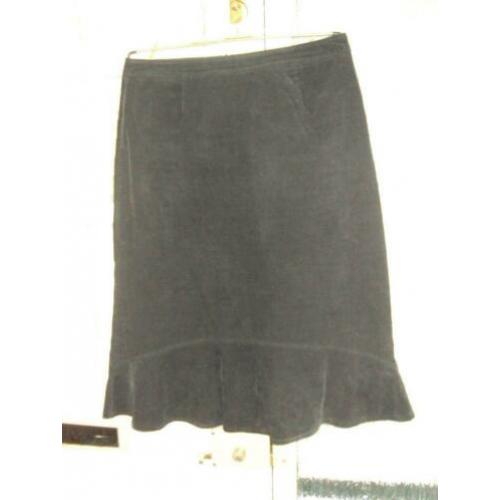 Nette zwart katoenen rib rok volant strook MISS ETAM 40 zgan